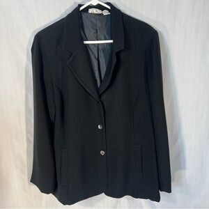 Chico’s Platinum Black Blazer 3 Button Ling Lightweight Blazer Lined Large